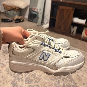 New Balance White and Blue Athletic Shoes